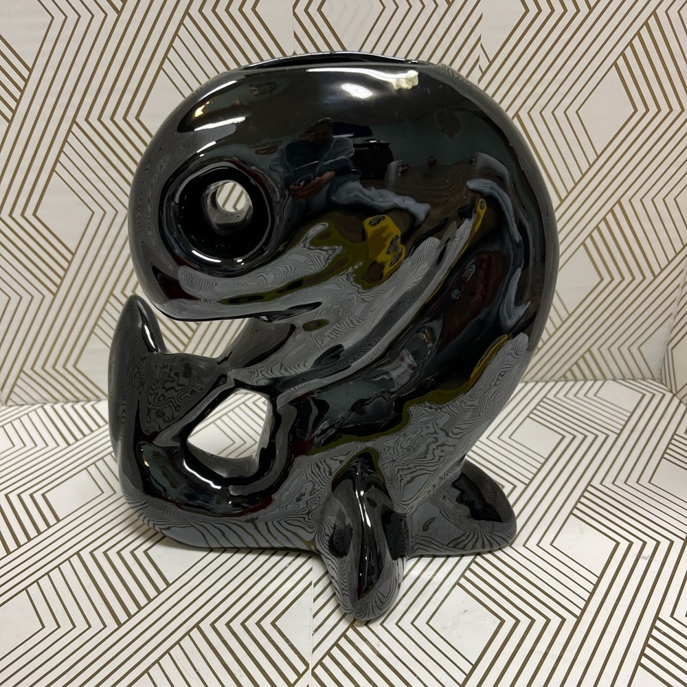 Vintage Dryden Pottery Fish Whale Vase HTF